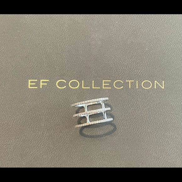 EF COLLECTION 14k White Gold Diamond Triple Spiral Statement Ring Size 7 - Picture 2 of 4